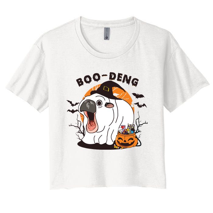 Funny Moo Deng Pumpkin Halloween Costumes Pygmy Hippopotamus Women's Crop Top Tee