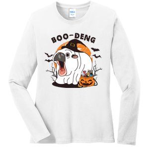 Funny Moo Deng Pumpkin Halloween Costumes Pygmy Hippopotamus Ladies Long Sleeve Shirt