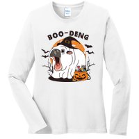 Funny Moo Deng Pumpkin Halloween Costumes Pygmy Hippopotamus Ladies Long Sleeve Shirt