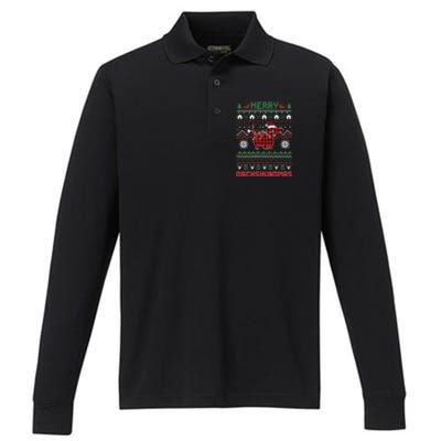 Funny Merry Dachshundmas Ugly Christmas Sweater Dachshund Great Gift Performance Long Sleeve Polo