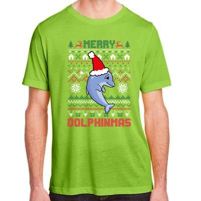 Funny Merry Dolphintmas Ugly Christmas Dolphin Santa Gift Adult ChromaSoft Performance T-Shirt