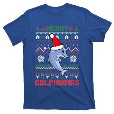 Funny Merry Dolphintmas Ugly Christmas Dolphin Santa Gift T-Shirt