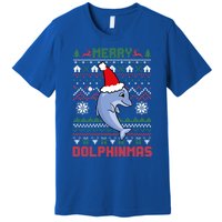 Funny Merry Dolphintmas Ugly Christmas Dolphin Santa Gift Premium T-Shirt