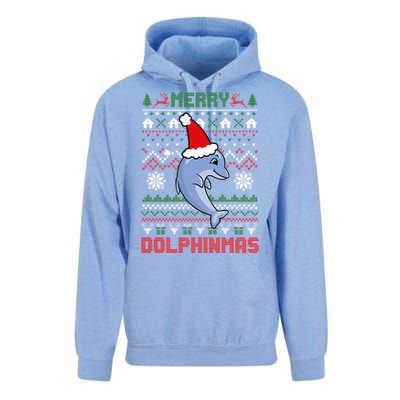 Funny Merry Dolphintmas Ugly Christmas Dolphin Santa Gift Unisex Surf Hoodie