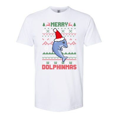 Funny Merry Dolphintmas Ugly Christmas Dolphin Santa Gift Softstyle CVC T-Shirt