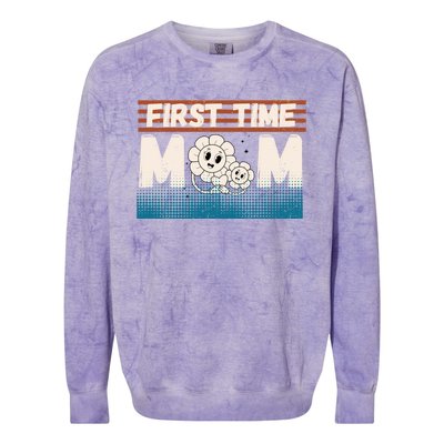 First MotherS Day New Mom Firsttime Mom Blooming Flower Gift Colorblast Crewneck Sweatshirt