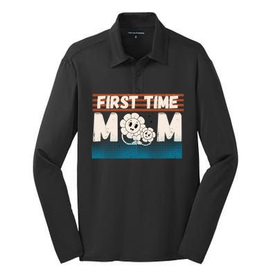 First MotherS Day New Mom Firsttime Mom Blooming Flower Gift Silk Touch Performance Long Sleeve Polo