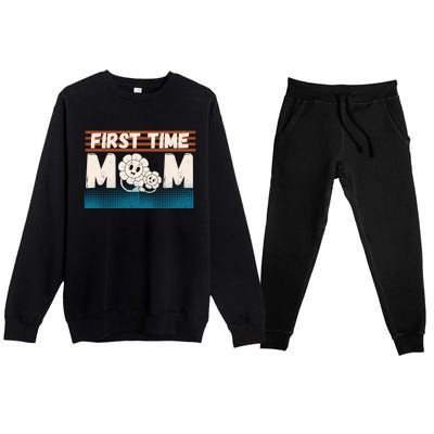 First MotherS Day New Mom Firsttime Mom Blooming Flower Gift Premium Crewneck Sweatsuit Set