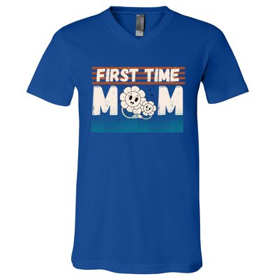 First MotherS Day New Mom Firsttime Mom Blooming Flower Gift V-Neck T-Shirt