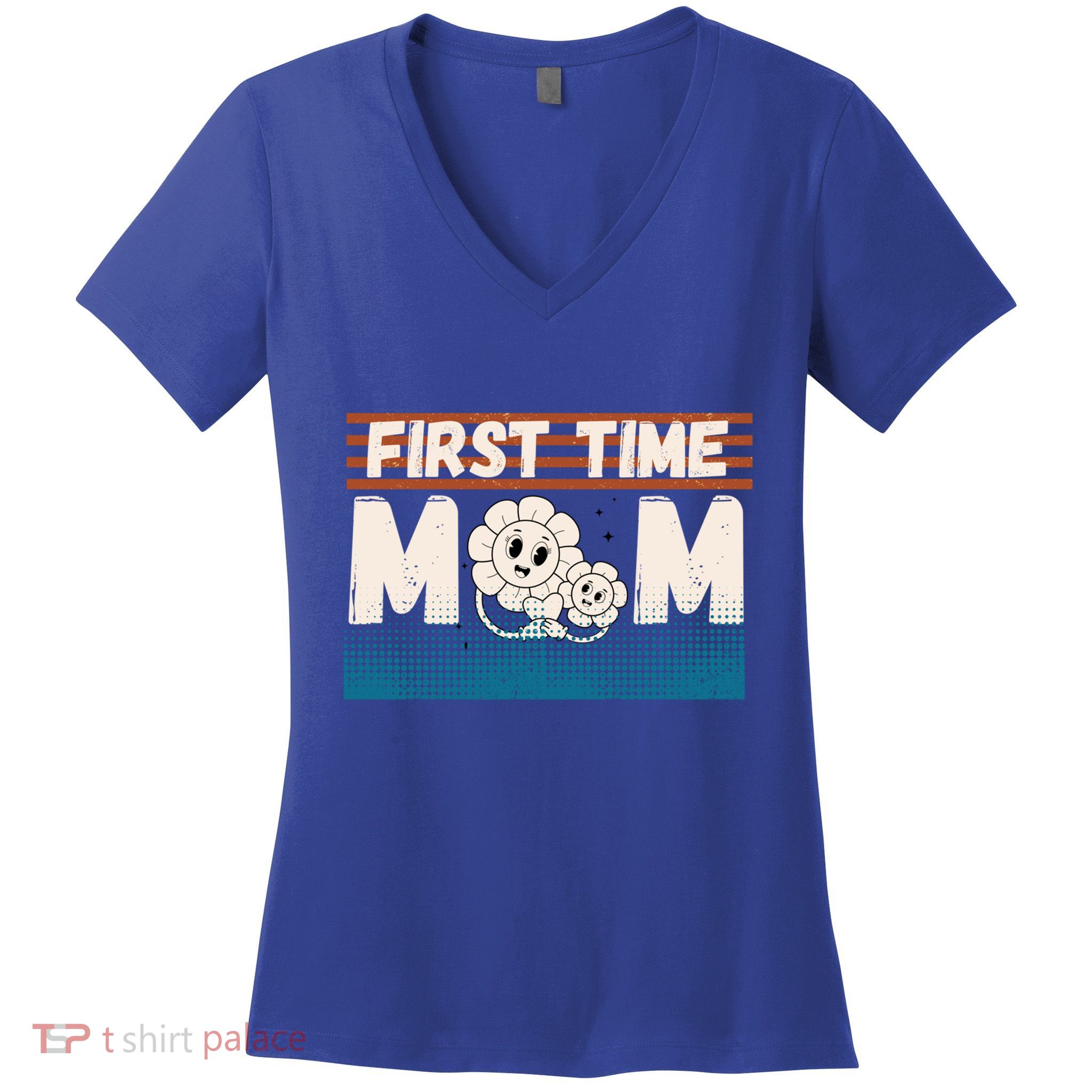First MotherS Day New Mom Firsttime Mom Blooming Flower Gift Women's V-Neck T-Shirt