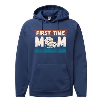 First MotherS Day New Mom Firsttime Mom Blooming Flower Gift Performance Fleece Hoodie