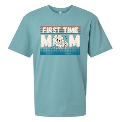 First MotherS Day New Mom Firsttime Mom Blooming Flower Gift Sueded Cloud Jersey T-Shirt