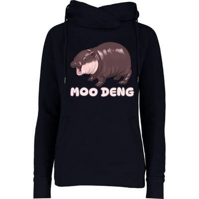 Funny Moo Deng Bouncy Pig The Cute Baby Hippo Moo Deng Womens Funnel Neck Pullover Hood