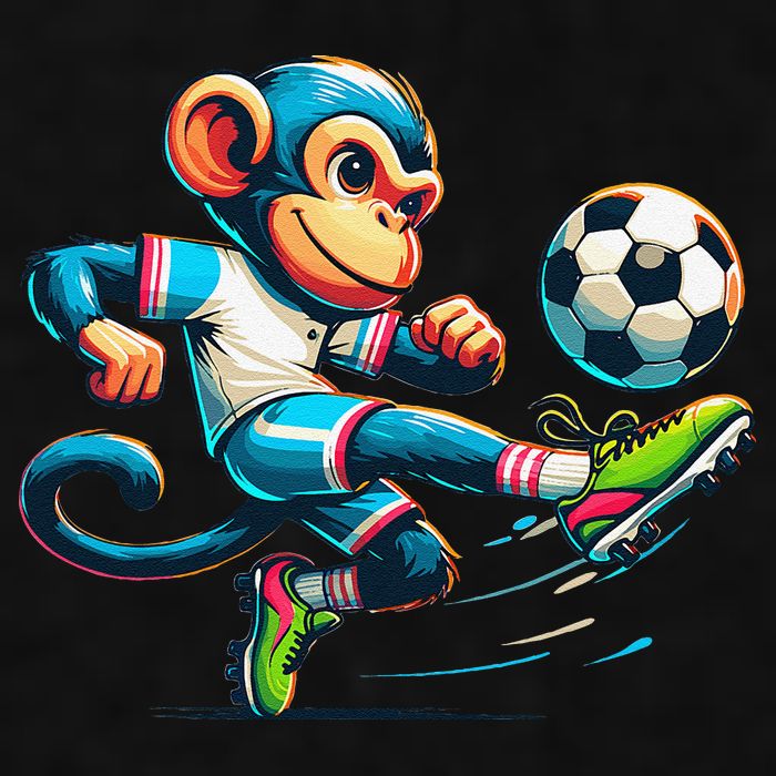 Funny Monkey Design Monkey Playing Soccer Ladies PosiCharge Tri-Blend Wicking Tank