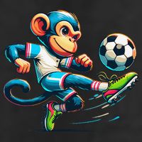 Funny Monkey Design Monkey Playing Soccer 7 Panel Mesh Trucker Snapback Hat