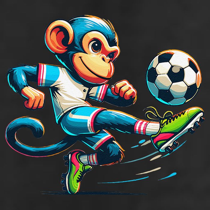 Funny Monkey Design Monkey Playing Soccer 7 Panel Mesh Trucker Snapback Hat