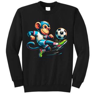 Funny Monkey Design Monkey Playing Soccer Sweatshirt