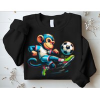 Funny Monkey Design Monkey Playing Soccer Sweatshirt