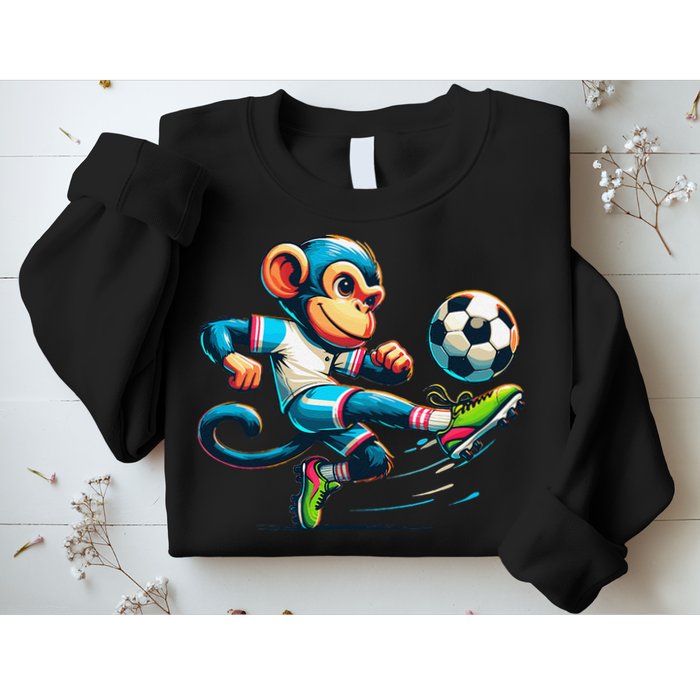 Funny Monkey Design Monkey Playing Soccer Sweatshirt