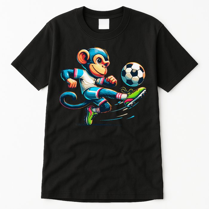 Funny Monkey Design Monkey Playing Soccer Tall T-Shirt