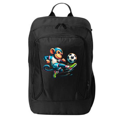 Funny Monkey Design Monkey Playing Soccer City Backpack