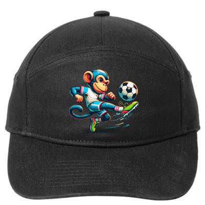 Funny Monkey Design Monkey Playing Soccer 7-Panel Snapback Hat