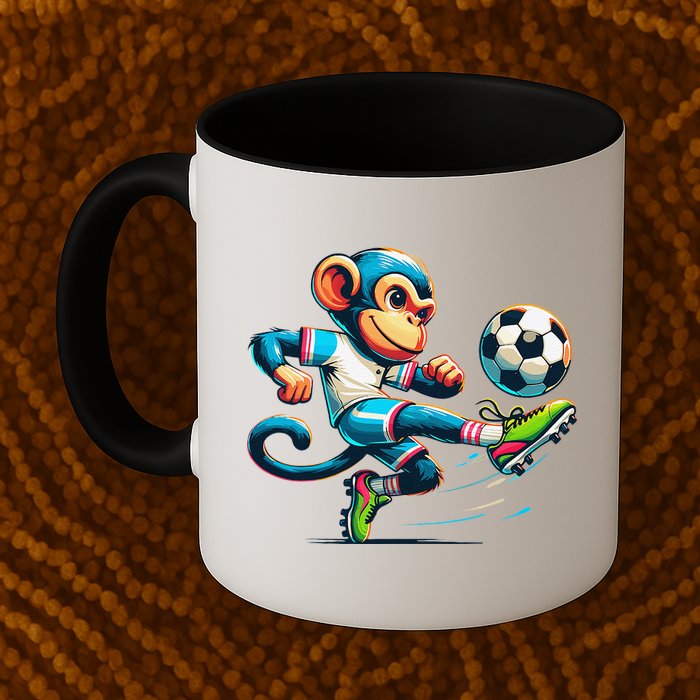 Funny Monkey Design Monkey Playing Soccer Mug
