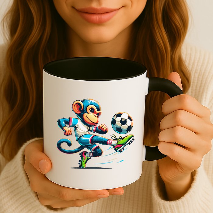 Funny Monkey Design Monkey Playing Soccer Mug