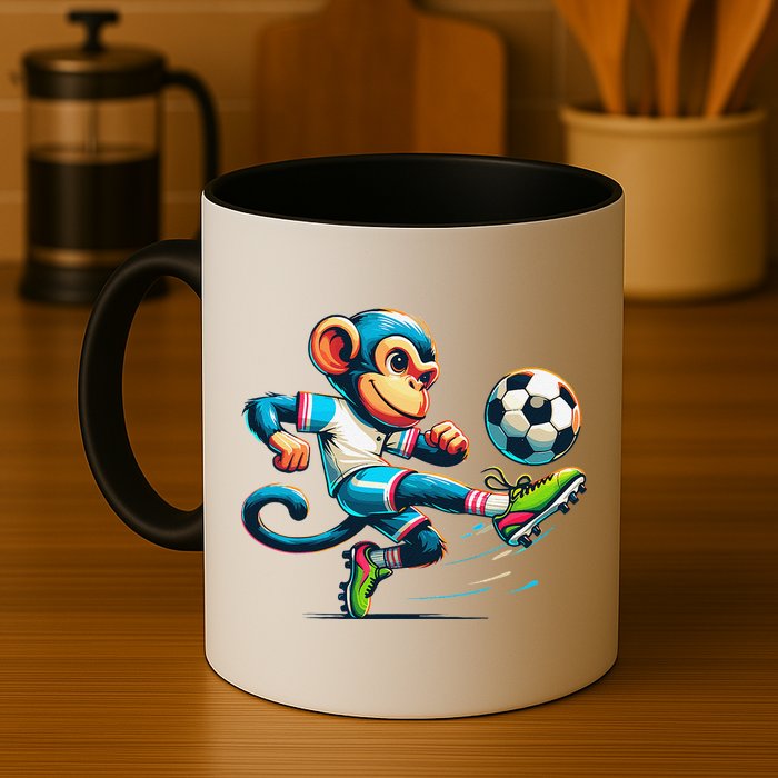 Funny Monkey Design Monkey Playing Soccer Mug