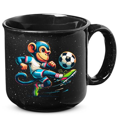 Funny Monkey Design Monkey Playing Soccer 15oz Campfire Ceramic Mug