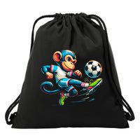 Funny Monkey Design Monkey Playing Soccer Drawstring Bag