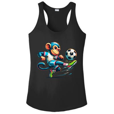 Funny Monkey Design Monkey Playing Soccer Ladies PosiCharge Competitor Racerback Tank