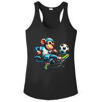 Funny Monkey Design Monkey Playing Soccer Ladies PosiCharge Competitor Racerback Tank