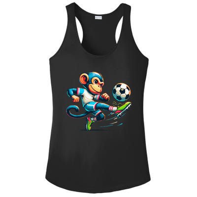 Funny Monkey Design Monkey Playing Soccer Ladies PosiCharge Competitor Racerback Tank