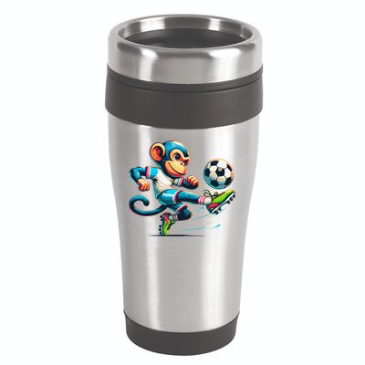 Funny Monkey Design Monkey Playing Soccer 16oz Travel Tumbler