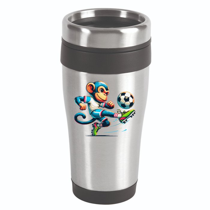 Funny Monkey Design Monkey Playing Soccer 16oz Travel Tumbler