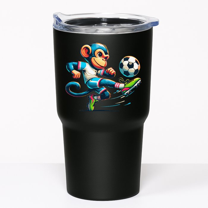 Funny Monkey Design Monkey Playing Soccer Tumbler