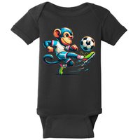 Funny Monkey Design Monkey Playing Soccer Baby Bodysuit