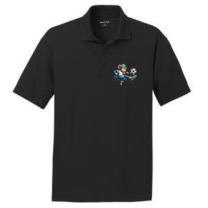 Funny Monkey Design Monkey Playing Soccer PosiCharge RacerMesh Polo