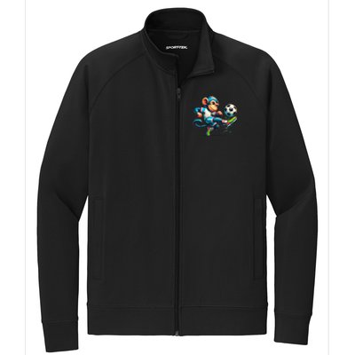 Funny Monkey Design Monkey Playing Soccer Stretch Full-Zip Cadet Jacket