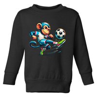 Funny Monkey Design Monkey Playing Soccer Toddler Sweatshirt