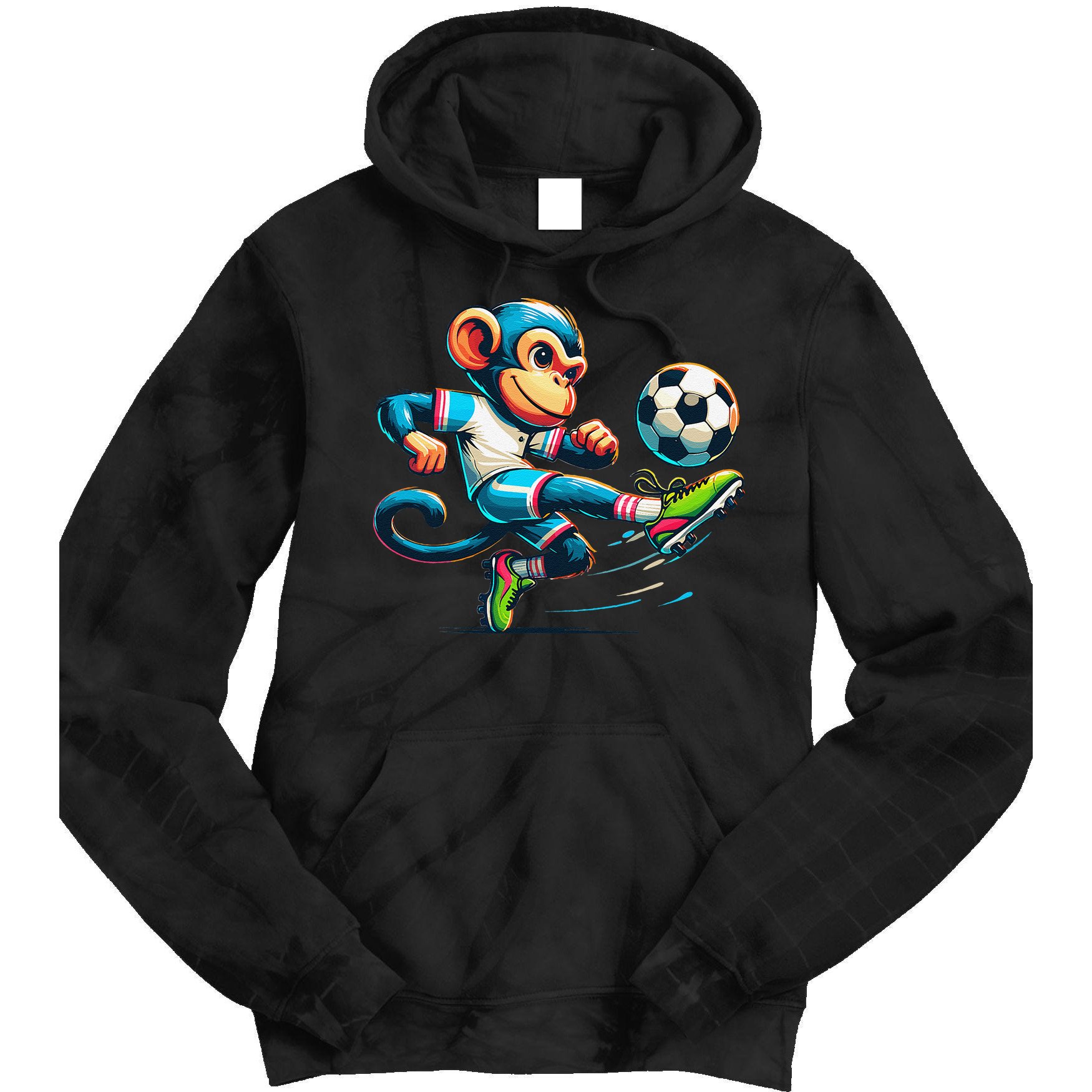 Funny Monkey Design Monkey Playing Soccer Tie Dye Hoodie