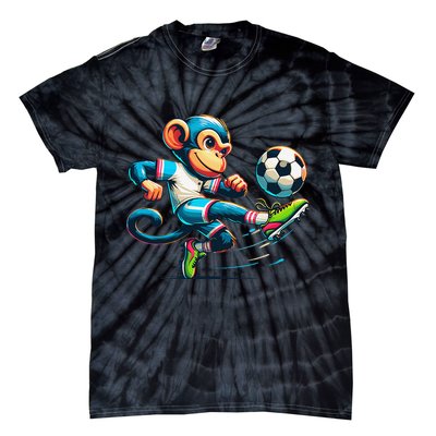 Funny Monkey Design Monkey Playing Soccer Tie-Dye T-Shirt