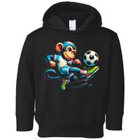 Funny Monkey Design Monkey Playing Soccer Toddler Hoodie