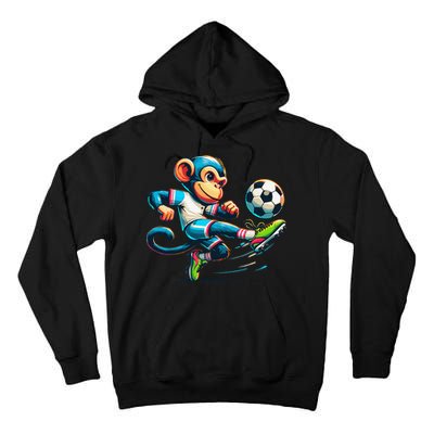 Funny Monkey Design Monkey Playing Soccer Tall Hoodie