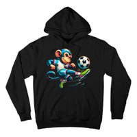 Funny Monkey Design Monkey Playing Soccer Tall Hoodie