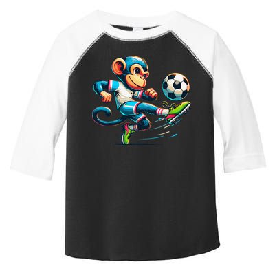 Funny Monkey Design Monkey Playing Soccer Toddler Fine Jersey T-Shirt