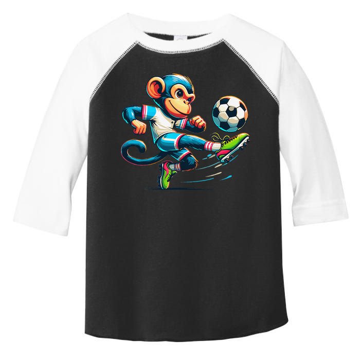 Funny Monkey Design Monkey Playing Soccer Toddler Fine Jersey T-Shirt