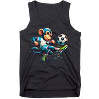 Funny Monkey Design Monkey Playing Soccer Tank Top