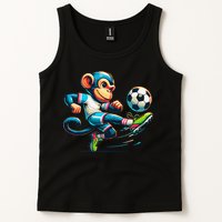 Funny Monkey Design Monkey Playing Soccer Tank Top